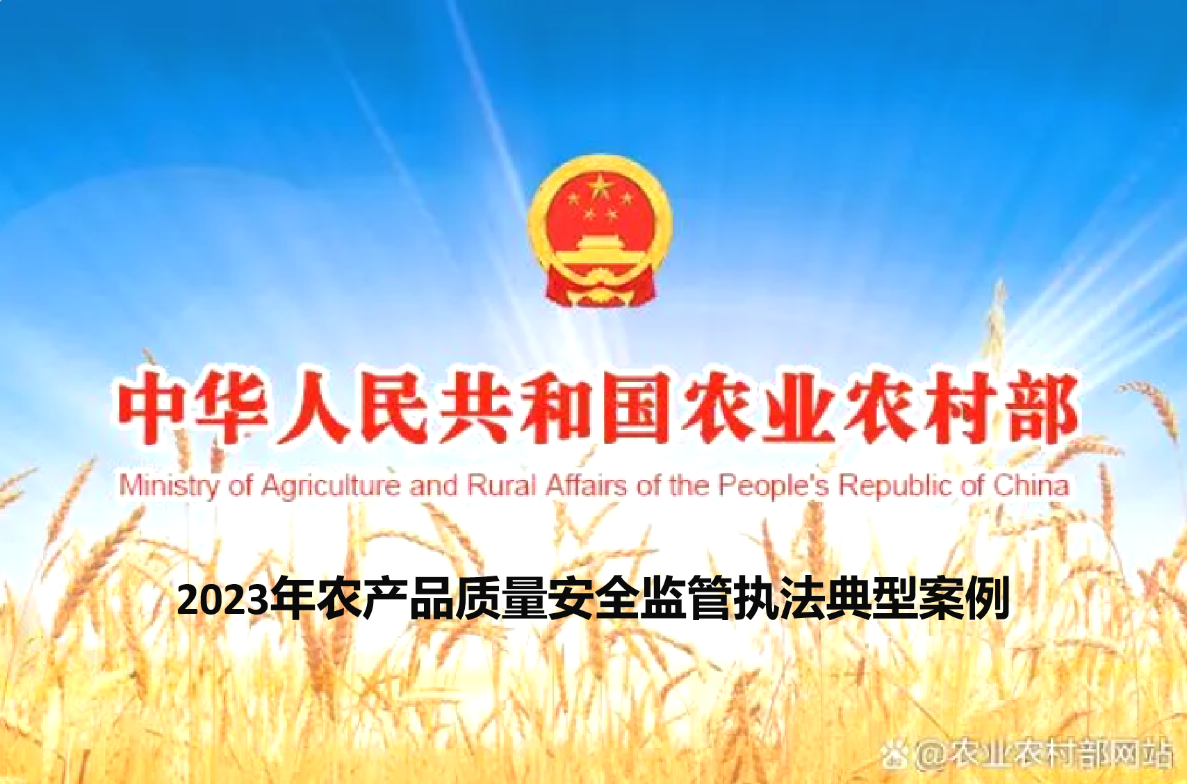 农业农村部公布2023年农产品质量安全监管执法典型案例